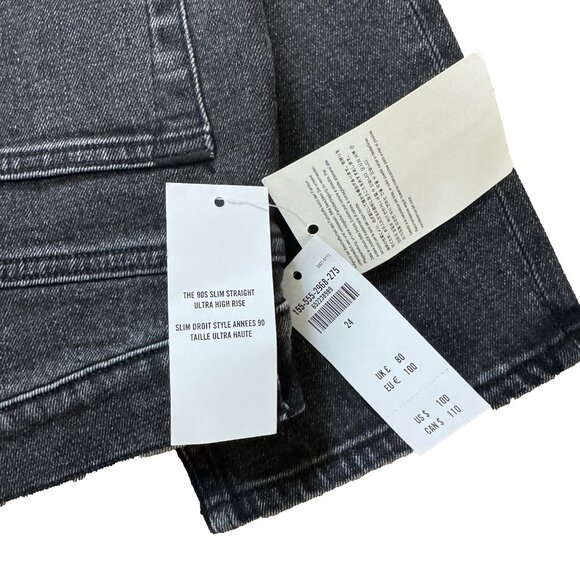 Abercrombie & Fitch Women's The 90's Slim Straight Ultra High-Rise Black Size 24 - Picture 8 of 10